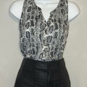 Charming Charlie Black and Gray Snake Print Blouse